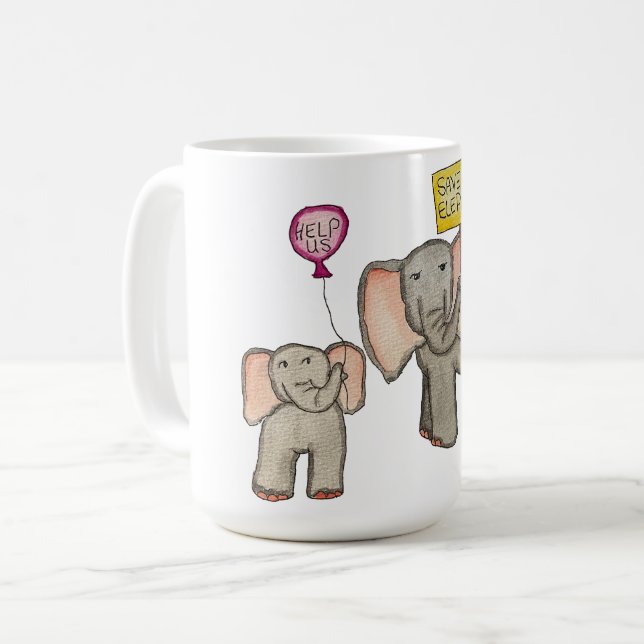 Elefanter behöver vår hjälp kaffemugg (Framsida vänster)