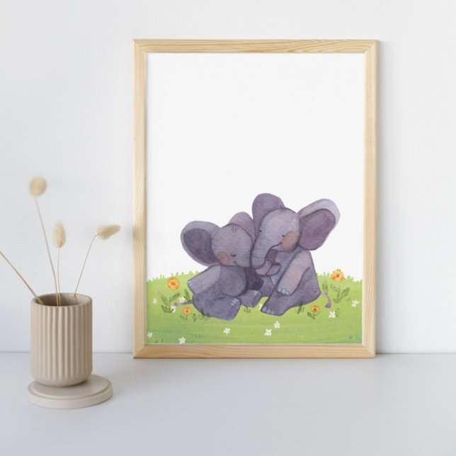 Elefanter Blommor och grädddar Poster (Skapare uppladdad)