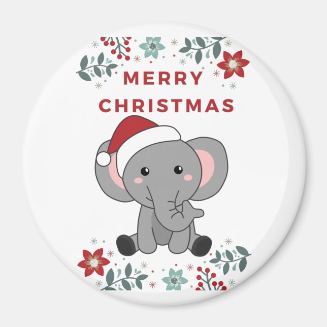 Elefanter (Elephant jul Snö Winter Animals Elephan Magnet (Framsidan)