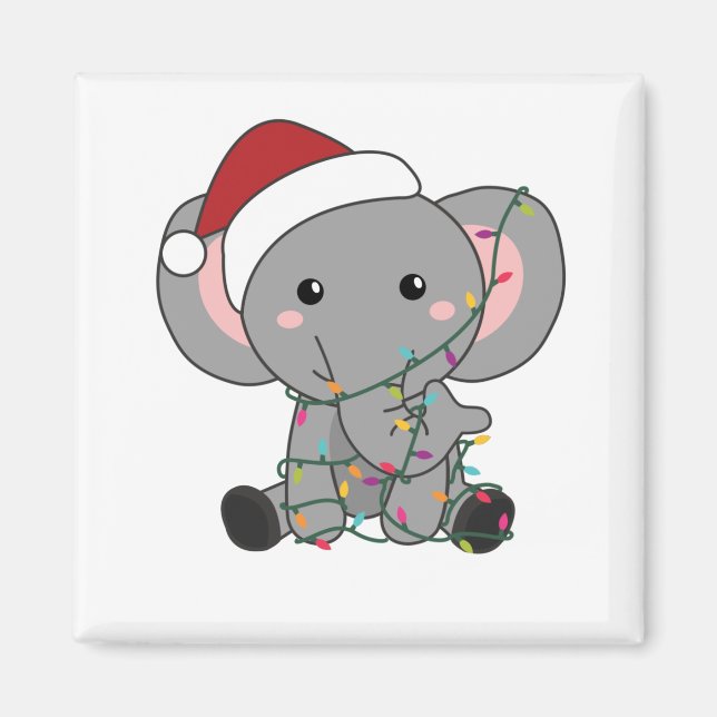 Elefanter (Elephant jul Snö Winter Animals Elephan Magnet (Framsidan)