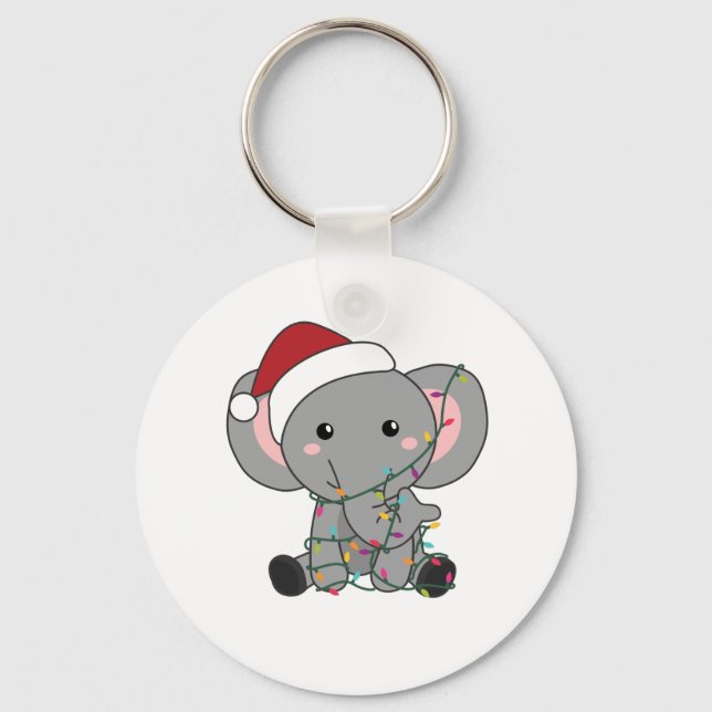 Elefanter (Elephant jul Snö Winter Animals Elephan Nyckelring (Framsida)