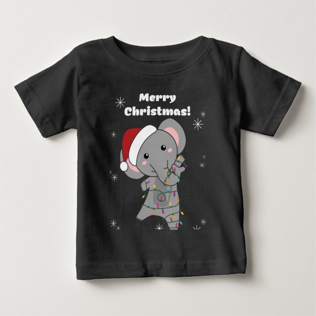 Elefanter (Elephant jul Snö Winter Animals Elephan T Shirt (Framsida)