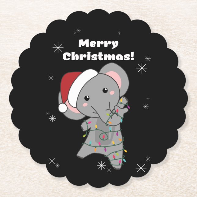 Elefanter (Elephant jul Snö Winter Animals Elephan Underlägg Papper (Framsida)