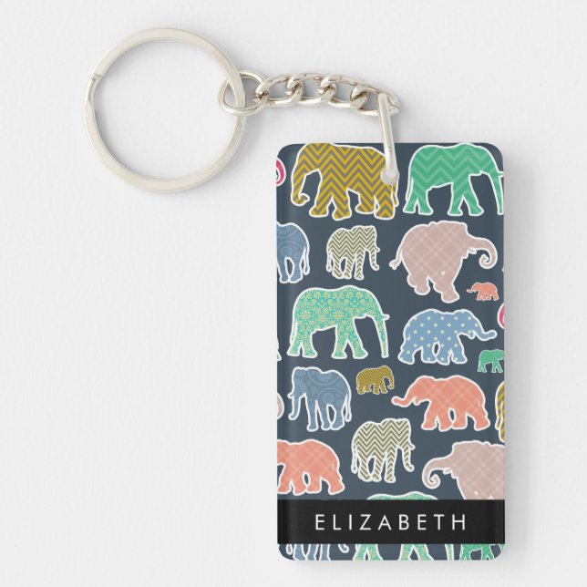 Elefanter, Elephant Mönster, ditt namn (Framsidan)