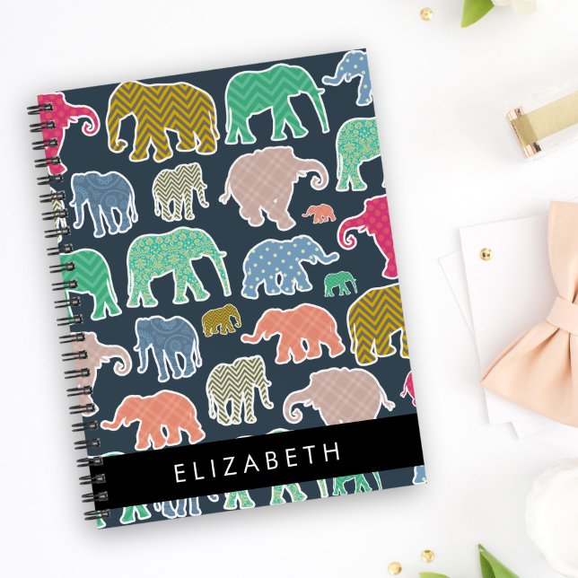 Elefanter, Elephant Mönster, ditt namn Anteckningsbok (Skapare uppladdad)