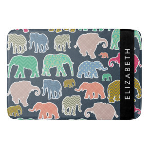 Elefanter, Elephant Mönster, ditt namn Badrumsmatta