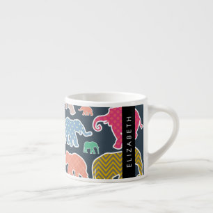 Elefanter, Elephant Mönster, ditt namn Espressomugg
