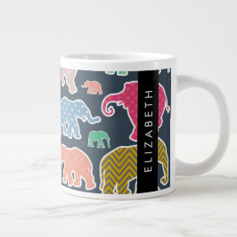 Elefanter, Elephant Mönster, ditt namn Jumbo Mugg