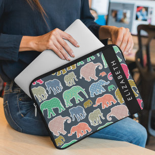 Elefanter, Elephant Mönster, ditt namn Laptop Fodral