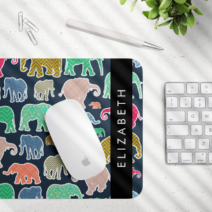 Elefanter, Elephant Mönster, ditt namn Musmatta