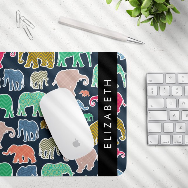 Elefanter, Elephant Mönster, ditt namn Musmatta (Skapare uppladdad)