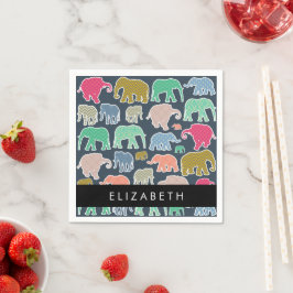 Elefanter, Elephant Mönster, ditt namn Pappersservett