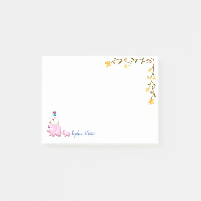 Elefanter, får och fågel från Torn Post-it Block (Framsida)