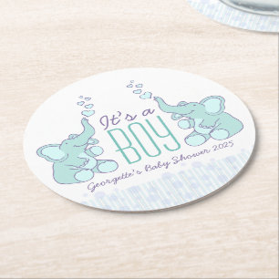 Elefanter för baby shower två är det underlägg papper rund