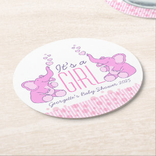 Elefanter för baby shower två är det underlägg papper rund