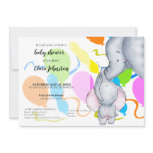 Elefanter för vattenfärg, babyskor för ballonger