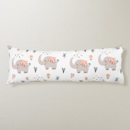 Elefanter, hjärtan och blommor kroppskudde