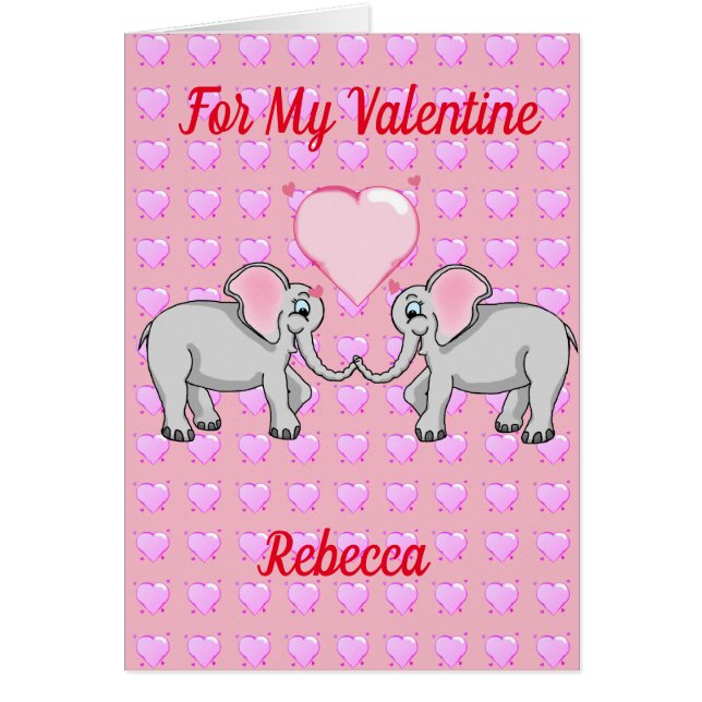 Elefanter i Kärlek Alla hjärtans dagskort Hälsningskort (Framsidan)