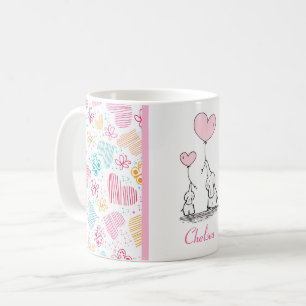 Elefanter i mor och Baby med färgstarka hörn Kaffemugg