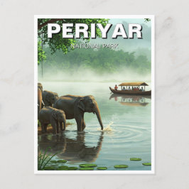 Elefanter i Periyar National Park India Travel Vykort