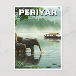 Elefanter i Periyar National Park India Travel Vykort