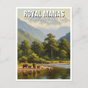 Elefanter i Royalet Manas nationalpark Vykort