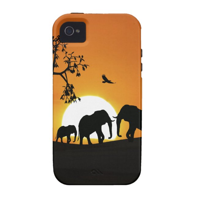 Elefanter i sunset Case-Mate iPhone skal (Baksidan)