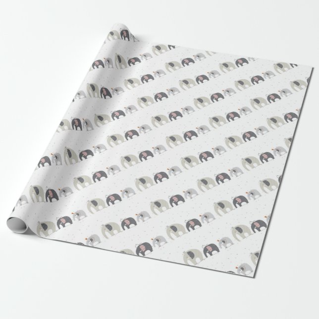 Elefanter Inpackningspapper Presentpapper (Utrullad)