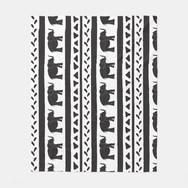 Elefanter, linjer, trianglar, dekorativa sömlösa. fleecefilt (Framsidan)