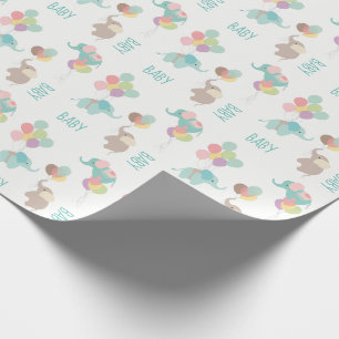 Elefanter med ballongbabyen som slår in papper presentpapper