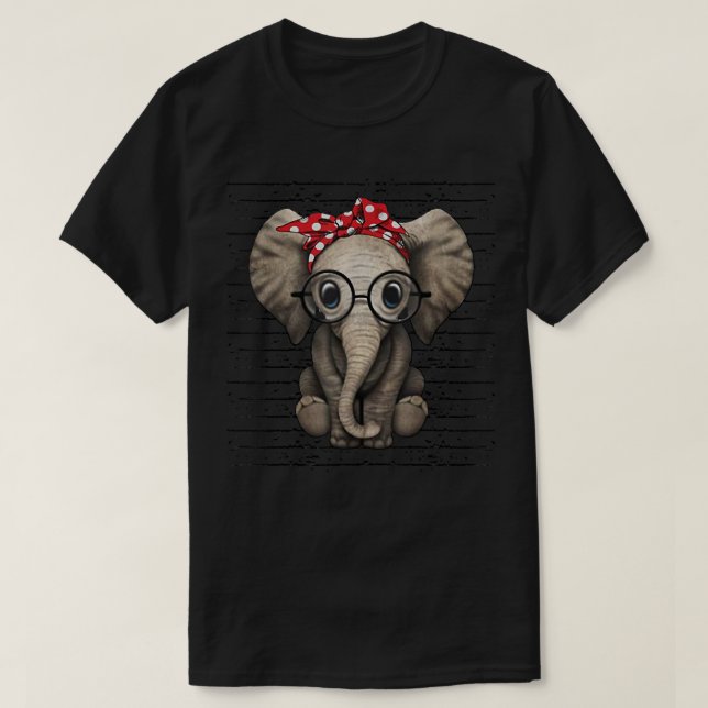 Elefanter med bandanskt huvudband och glas t shirt (Design framsida)