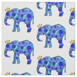 Elefanter med Polka dots och Finare Krona Fabric Tyg