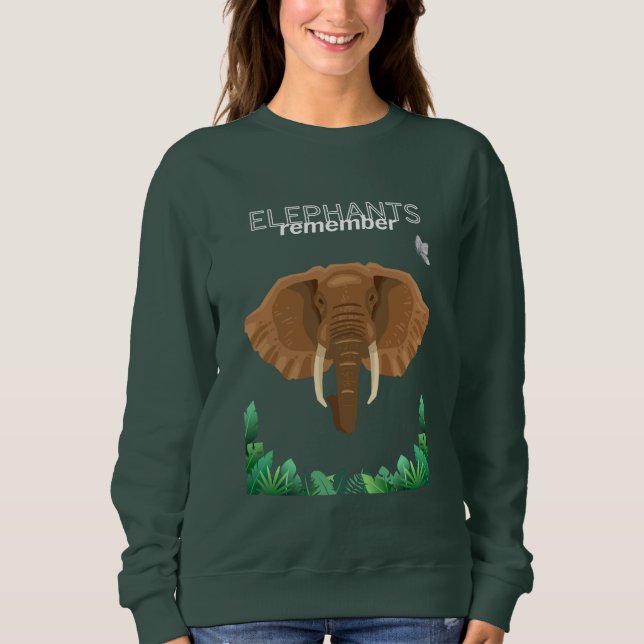 Elefanter minns Sweatshirt T Shirt (Framsida)