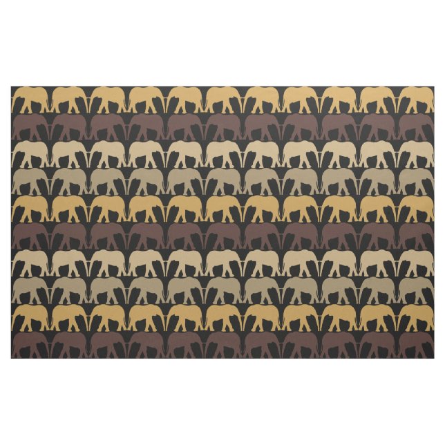 Elefanter Mönster På Svart Tyg (Fat Quarter)
