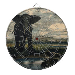 Elefanter och en panter i Indiska öknen Darttavla