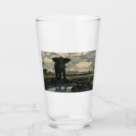 Elefanter och en panter i Indiska öknen Glaskopp