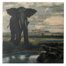 Elefanter och en panter i Indiska öknen