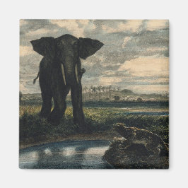 Elefanter och en panter i Indiska öknen Magnet