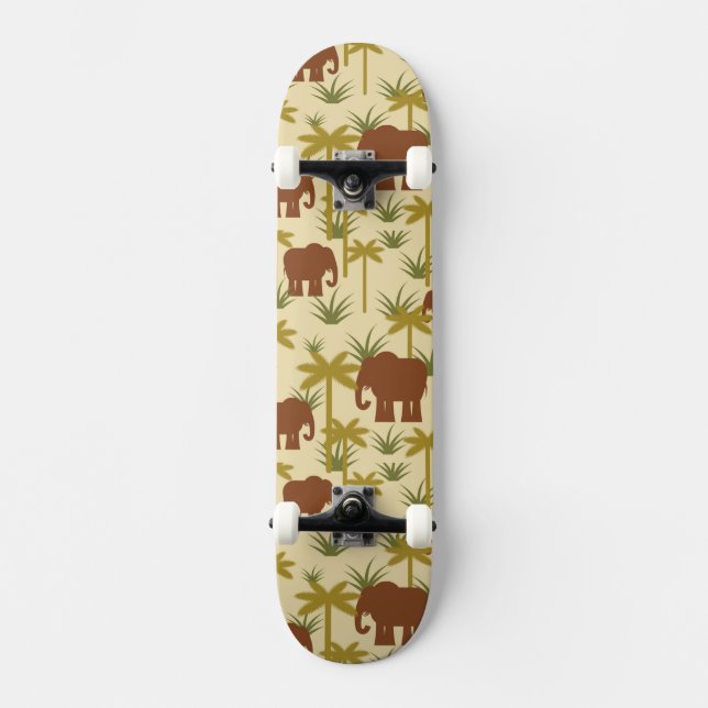 Elefanter och handflatan i kamouflage skateboard bräda 19,5 cm (Framsida)