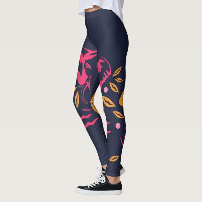 Elefanter på Blått Leggings (Vänster)