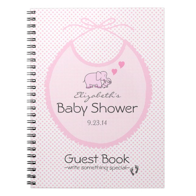 Elefanter på den rosa boken för Haklapp-Baby Anteckningsbok Med Spiral (Framsidan)