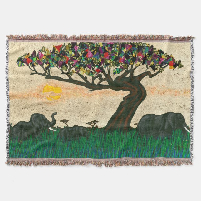 Elefanter på Flygplan av Afrika Filt (Framsidan)