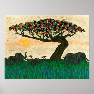 Elefanter på Flygplan av Afrika Poster