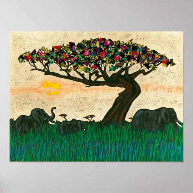 Elefanter på Flygplan av Afrika Poster (Framsidan)