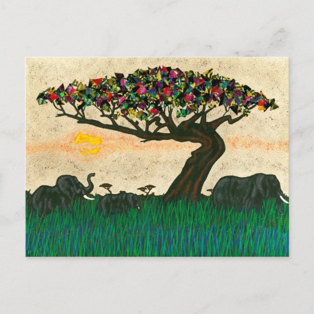 Elefanter på Flygplan av Afrika Vykort (Framsida)