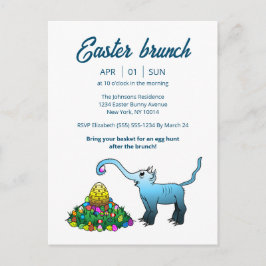 Elefanter Påskbrunch & Äggsök Invitation Inbjudan Vykort