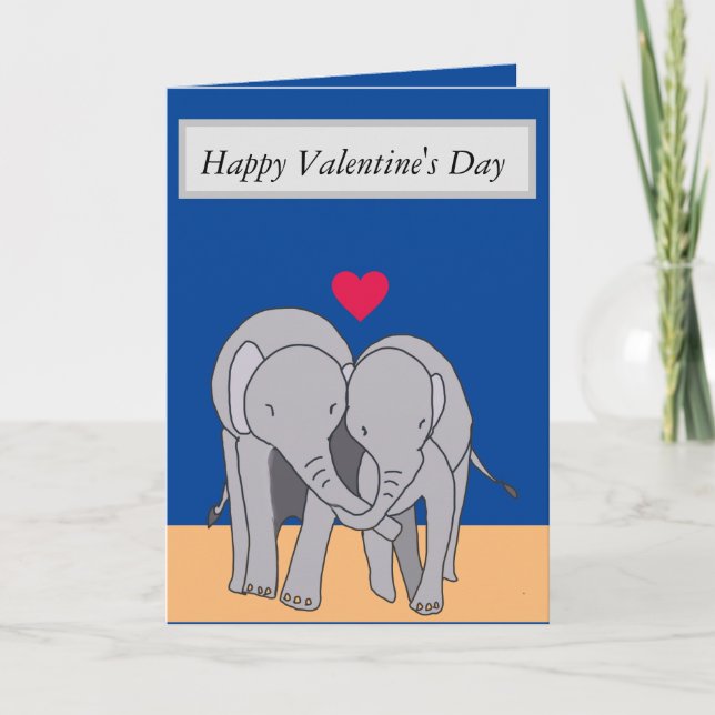 Elefanter sida vid sida, som håller spår Valentine Helgkort (Framsida)