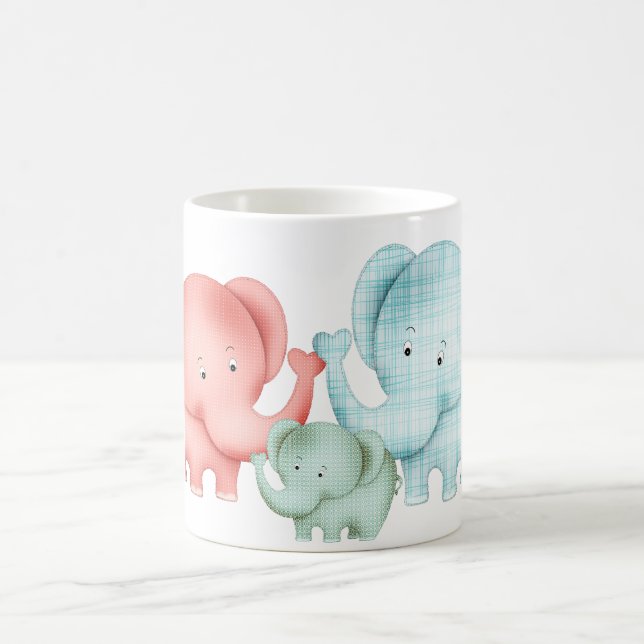 Elefanternas familj Mamma Pappa och Baby Kaffemugg (Center)
