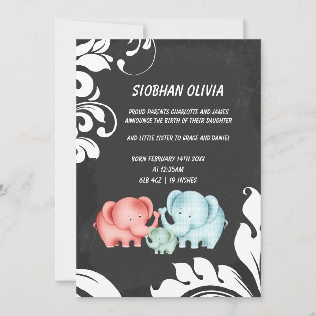 Elefanternas familj Mamma Pappa och Baby Meddelande (Framsida)