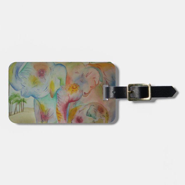 Elefantfamiljmärkre för bagage bagagebricka (Horisontell Framsida)